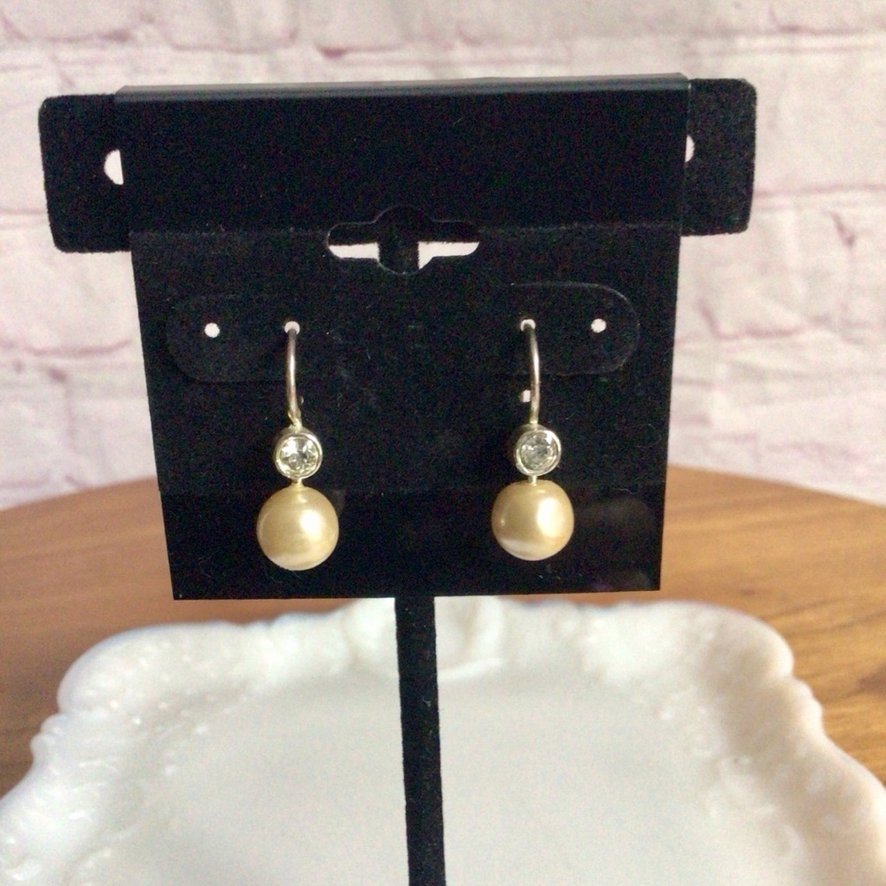 Elegant Cream Pearl and Rhinestone Dangle Earrings
